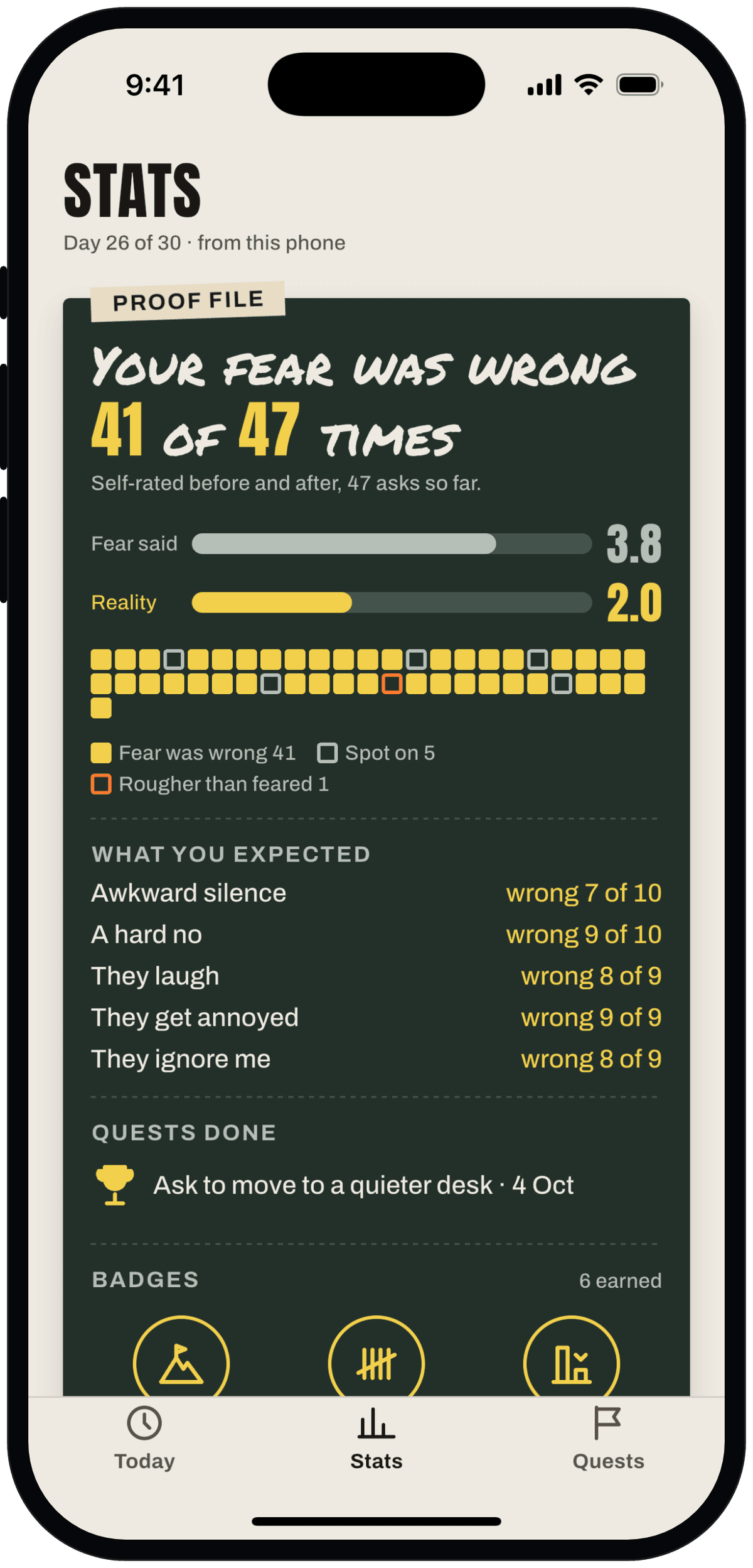 Stats on day 26: the proof file first, the plan days left further down.